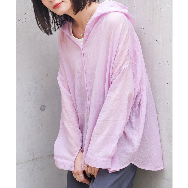 ピンク | n'OrLABELシアーフードシャツ | osharewalker