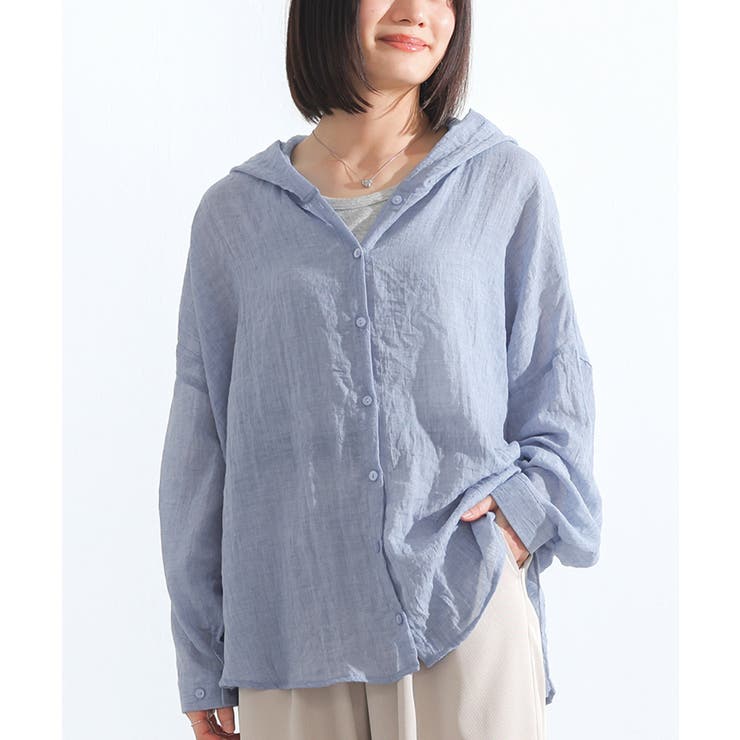 ライトブルー | n'OrLABELシアーフードシャツ | osharewalker