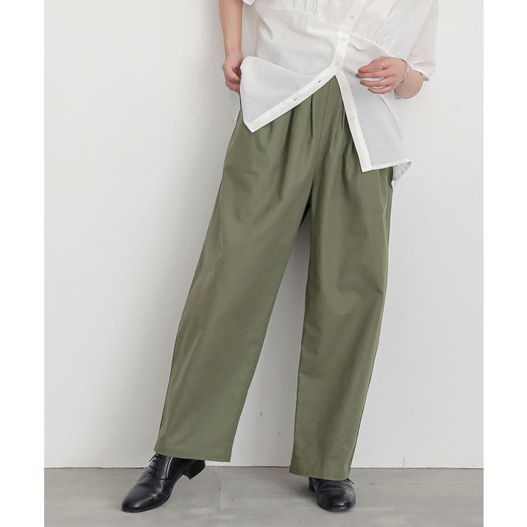 カーキ | n'OrLABEL綿麻混冷感バレルレッグパンツ | osharewalker