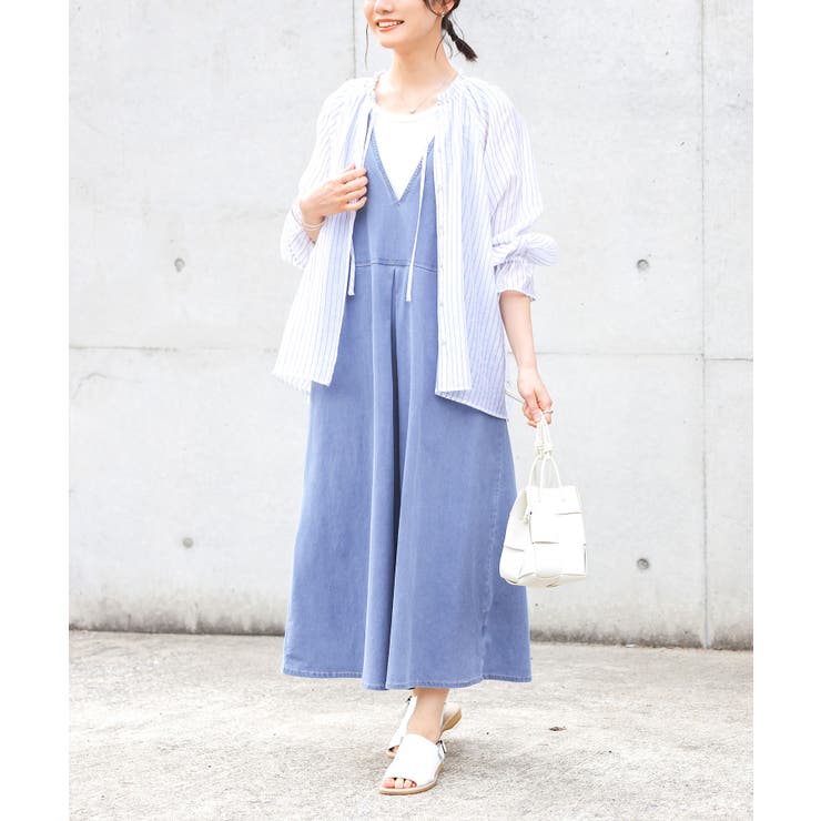 ライトブルー | n'OrLABEL接触冷感ジャージーデニムジャンパースカート  | osharewalker