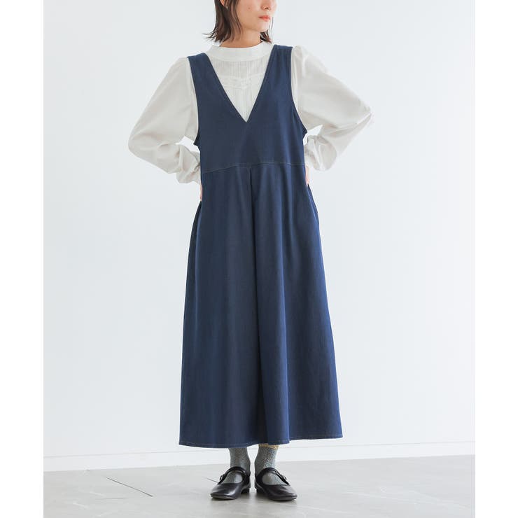 ネイビー | n'OrLABEL接触冷感ジャージーデニムジャンパースカート  | osharewalker