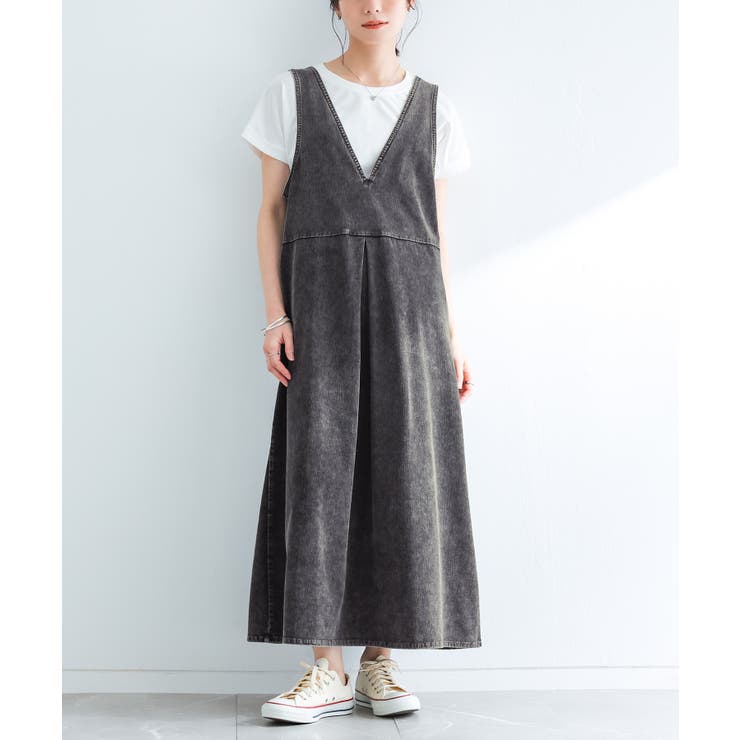 ブラック | n'OrLABEL接触冷感ジャージーデニムジャンパースカート  | osharewalker