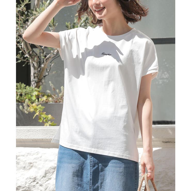 オフホワイト | n'OrLABEL冷感キープフレンチスリーブ刺繍カットソー | osharewalker