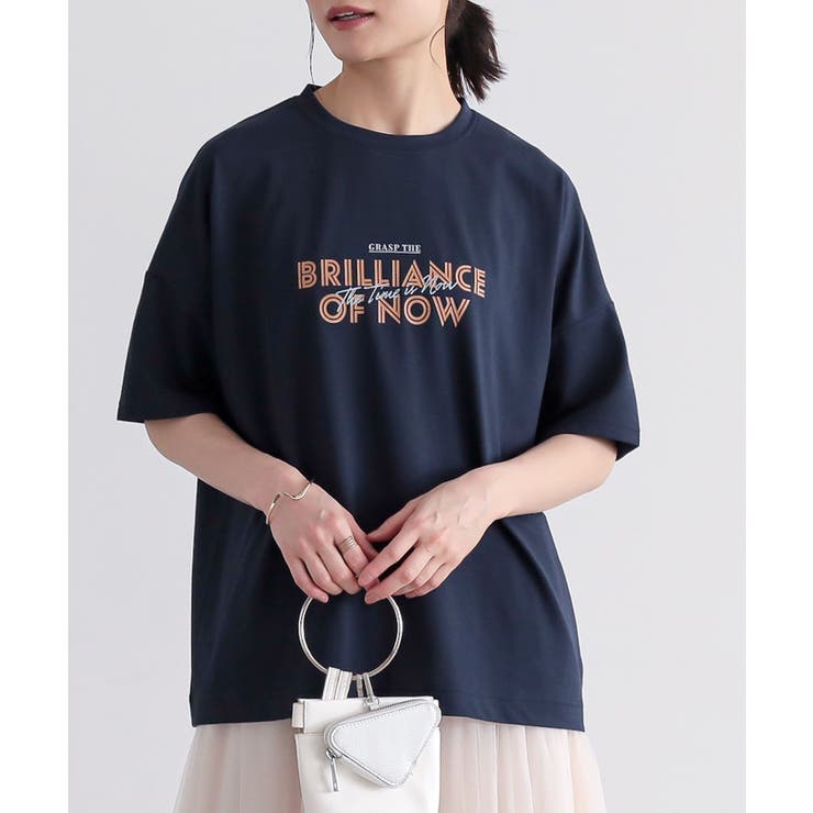 ネイビー | n'OrLABEL接触冷感ロゴプリントT | osharewalker