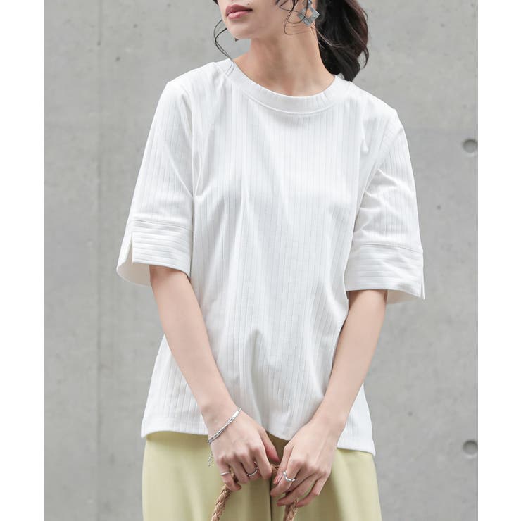 オフホワイト | n'OrLABEL汗ジミ軽減ワイドリブカットソー | osharewalker