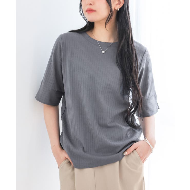 グレー | n'OrLABEL汗ジミ軽減ワイドリブカットソー | osharewalker