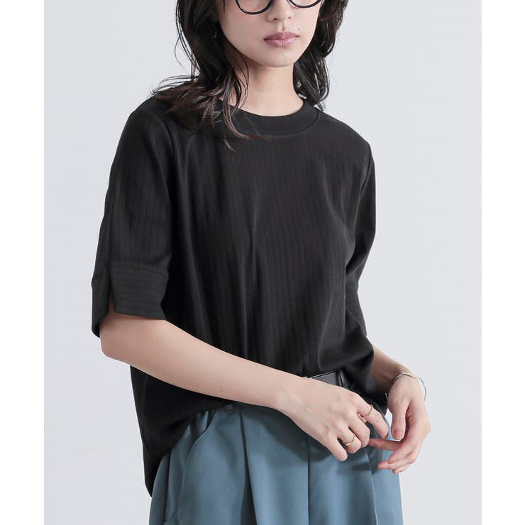 ブラック | n'OrLABEL汗ジミ軽減ワイドリブカットソー | osharewalker