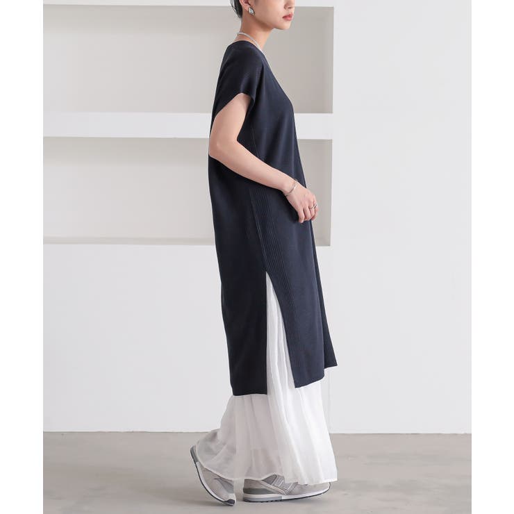 ネイビー | n'OrLABELVネックニットチュニック  | osharewalker