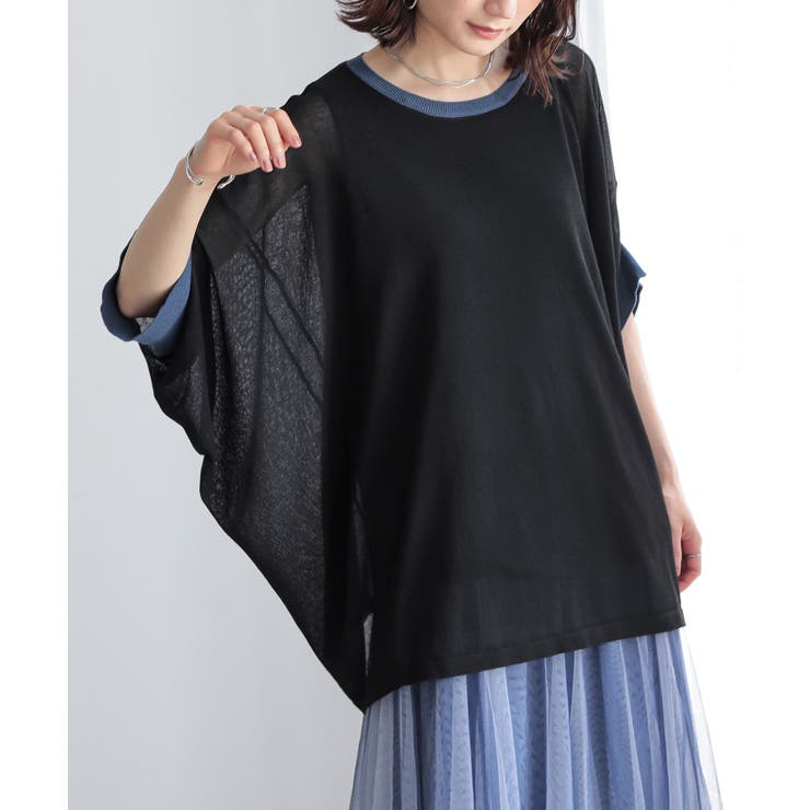 ブラック | n'OrLABEL冷感UVカット変形ドルマンシアーニット | osharewalker