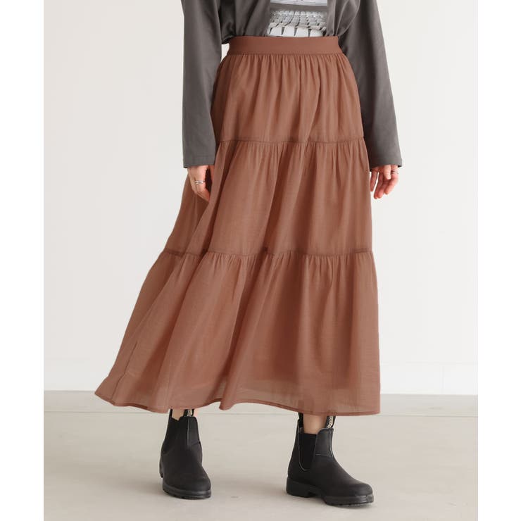 ブラウン | n'OrLABEL2wayシアーティアードスカート  | osharewalker