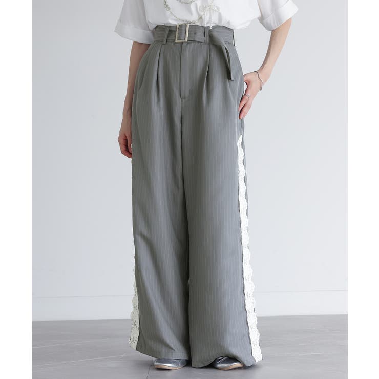 グレー | somari imaginationサイドレースワイドパンツ  | osharewalker