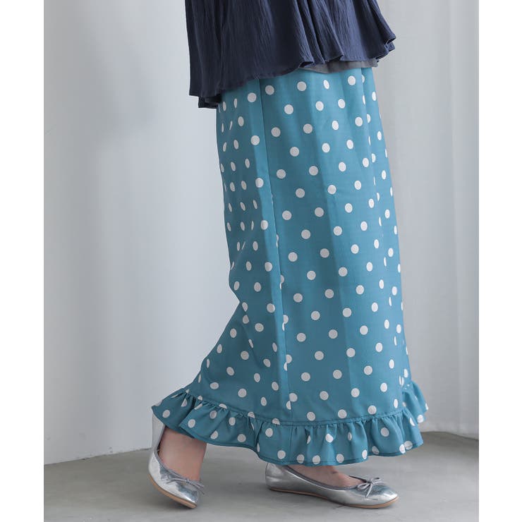 グリーン | n'OrLABELミニフリルドットナロースカート  | osharewalker