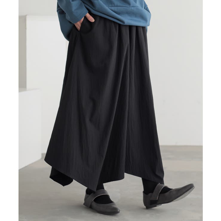 ブラック | n'OrLABELイレギュラーヘムガウチョパンツ | osharewalker