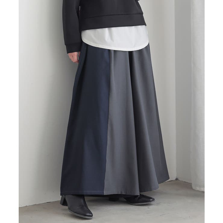 チャコール | n'OrLABEL配色ワイドパンツ  | osharewalker