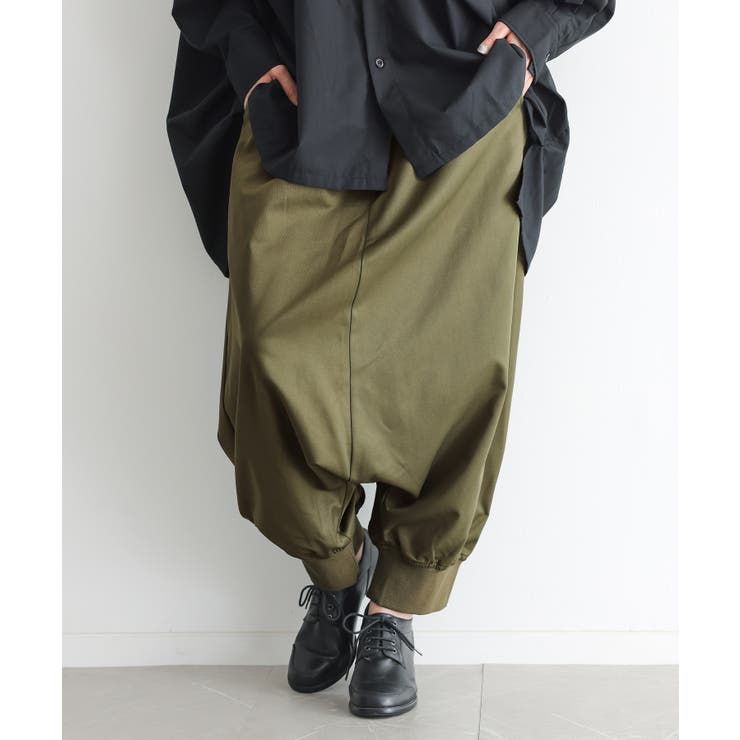 カーキ | n'OrLABEL裾リブサルエルパンツ  | osharewalker