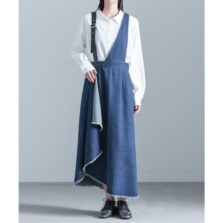ネイビー | kOhAKUデニムアシメジャンパースカート  | osharewalker
