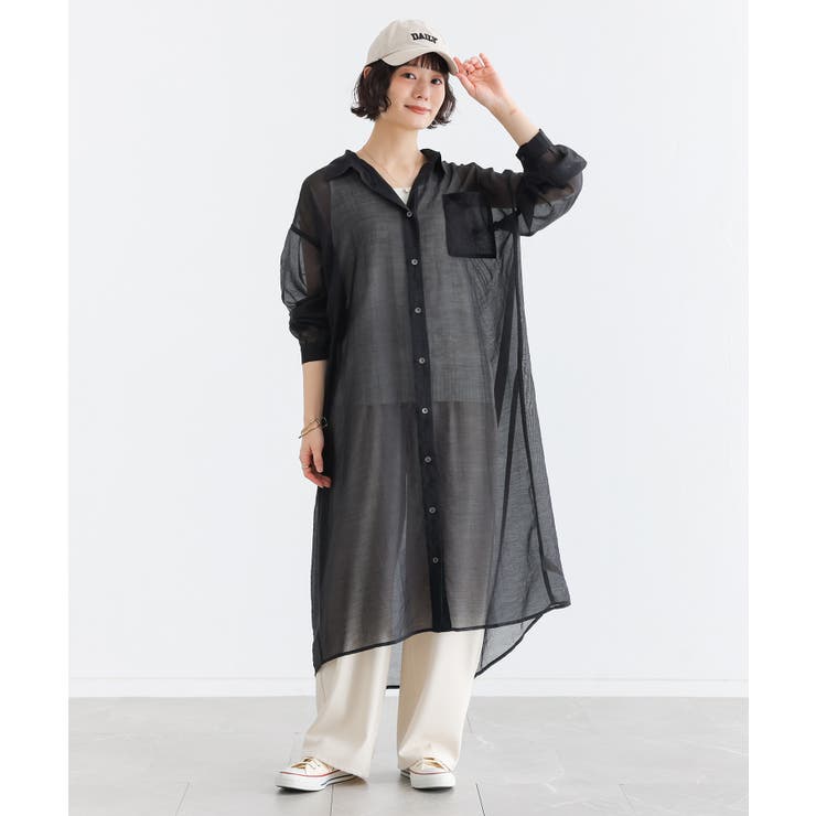 n'OrLABELバックギャザーシアーシャツワンピース[品番：MITW0018427