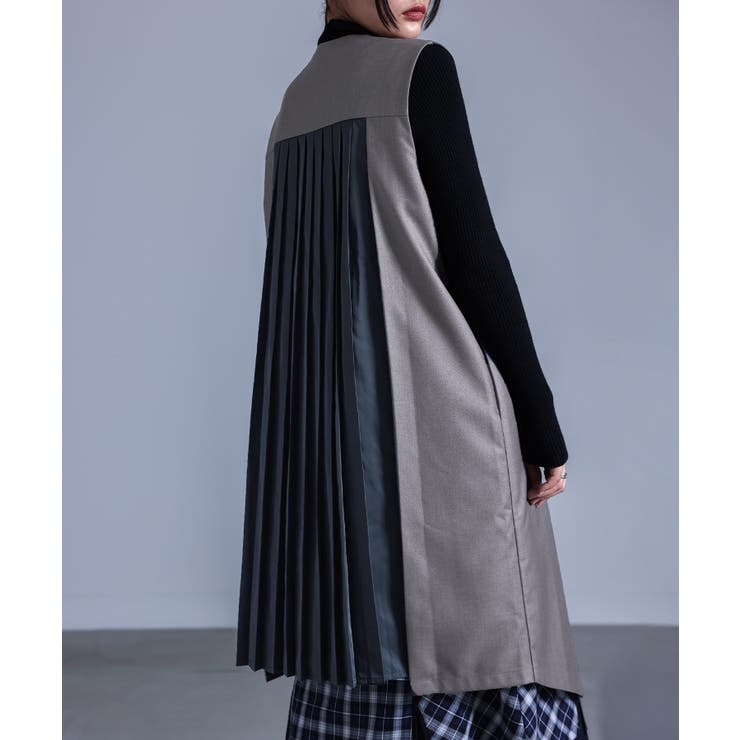 チャコール | kOhAKUバックプリーツロングジレ  | osharewalker