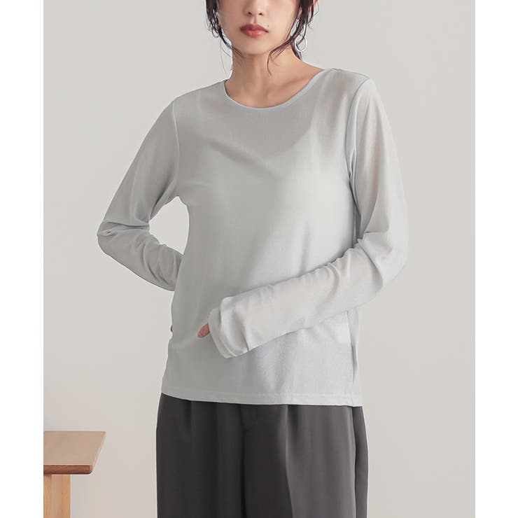 シルバー | n'OrLABELラメシアークルーネックカットソー | osharewalker