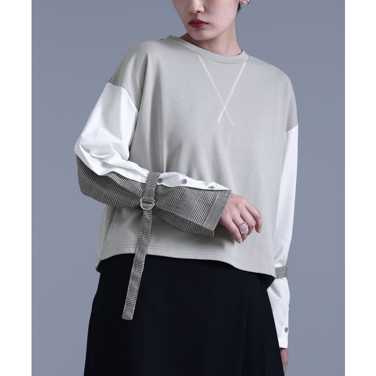 グレー | kOhAKU袖異素材スウェット | osharewalker