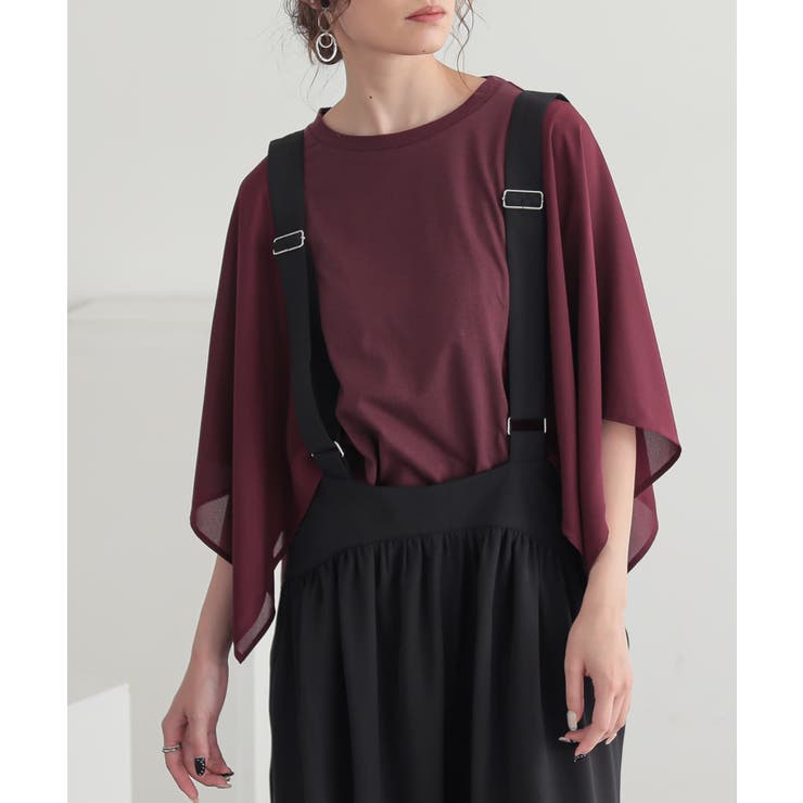 ボルドー | n'OrLABEL異素材ケープスリーブカットソー | osharewalker