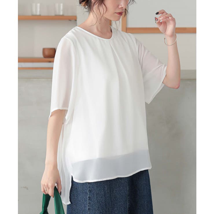 オフホワイト | n'OrLABELバックプリーツインナー付きブラウス | osharewalker