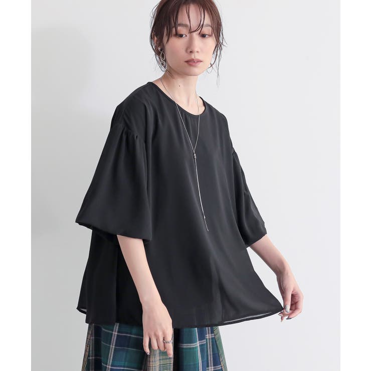 ブラック | n'OrLABELインナードッキングシアーブラウス | osharewalker