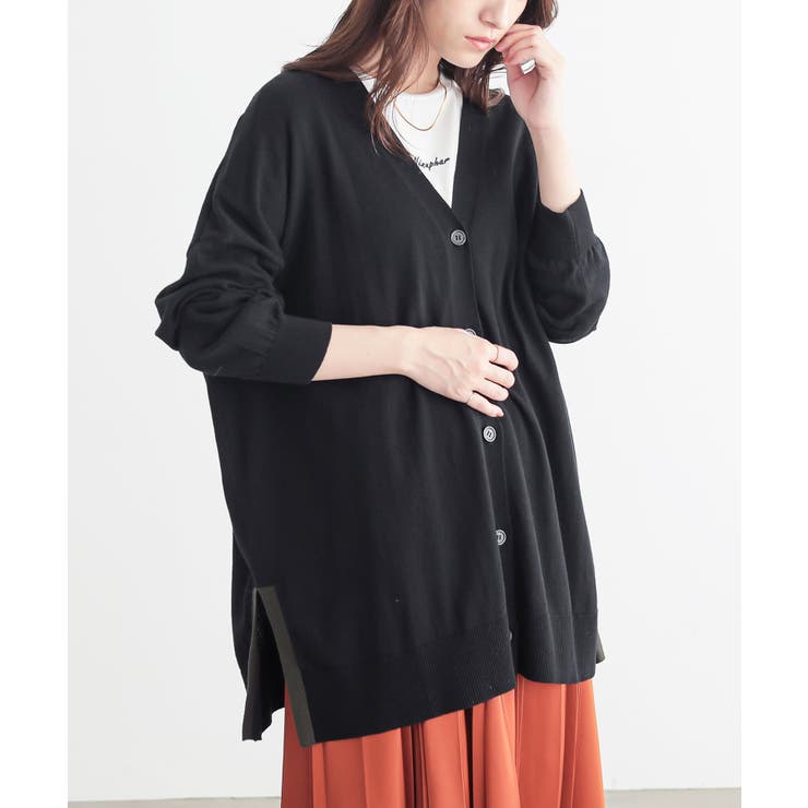 ブラック | n'OrLABEL配色ゆったりニットカーディガン  | osharewalker