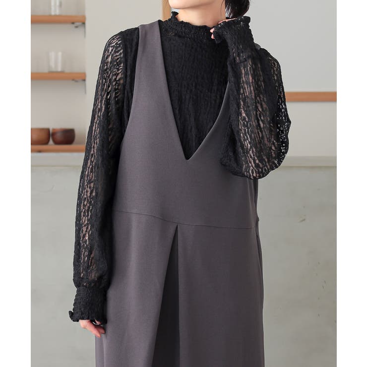 ブラック | n'OrLABELハイネックレースカットソー | osharewalker