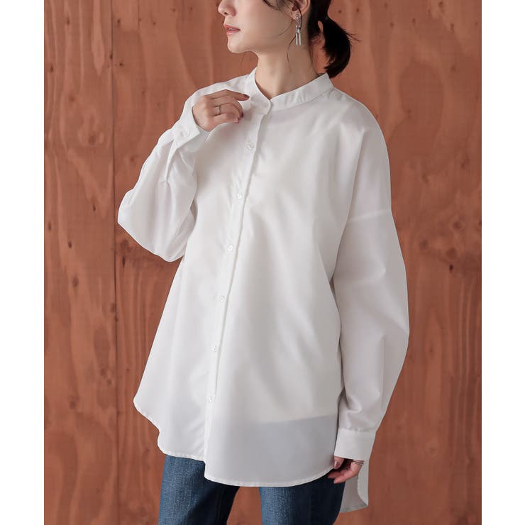 オフホワイト | n'OrLABEL長袖バンドカラーシャツ | osharewalker