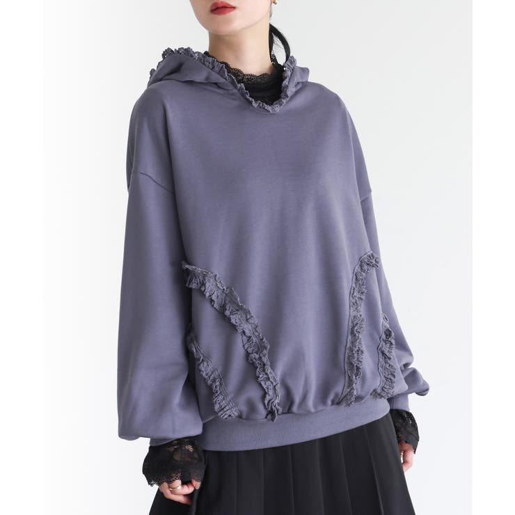 ブルー | somari imaginationテープレーススウェットパーカー  | osharewalker