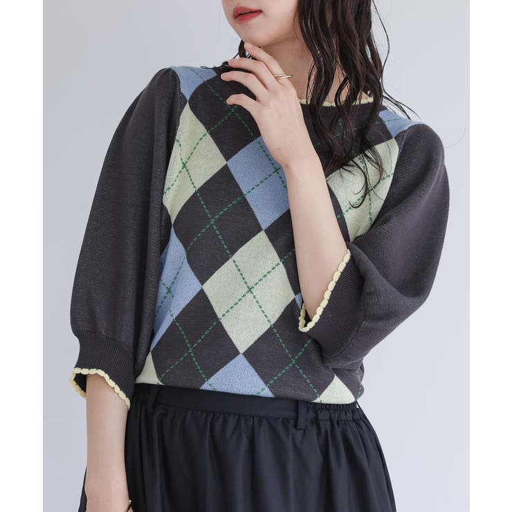 チャコール | somari imaginationアーガイルニット  | osharewalker