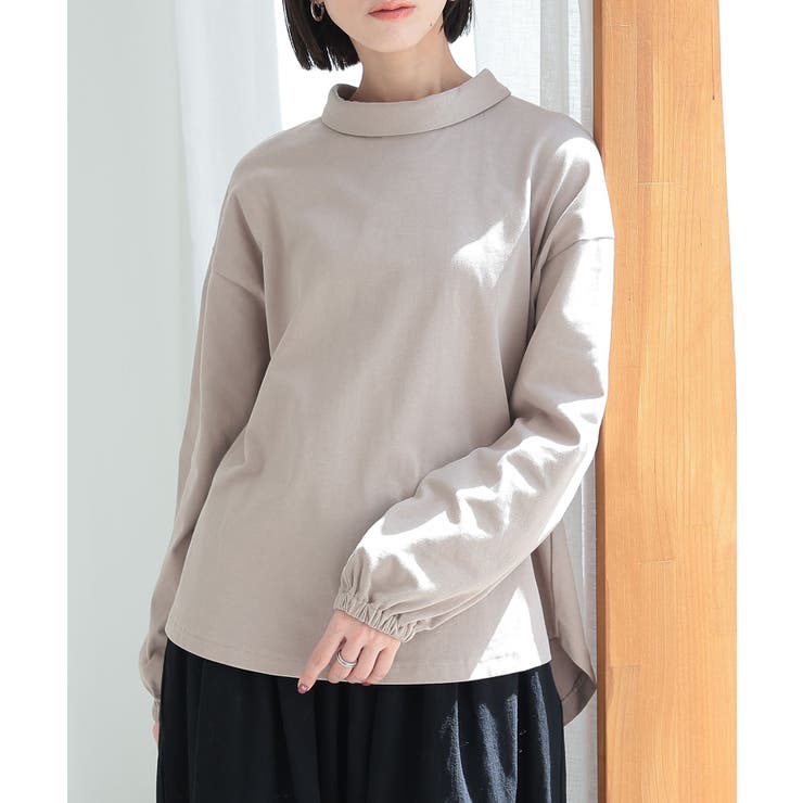 グレージュ | n'OrLABELロールカラーバックボタンカットソー  | osharewalker