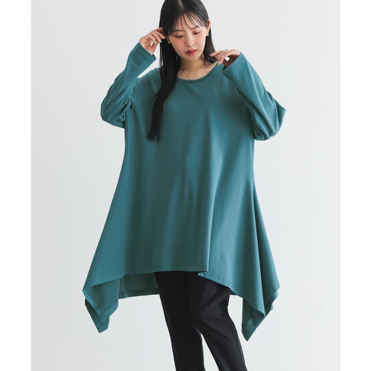 ブルーグリーン | n'OrLABEL脇ヒラヒラTシャツ長袖  | osharewalker