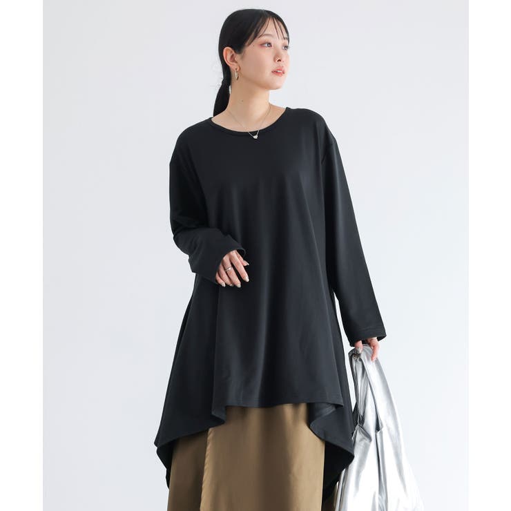 ブラック | n'OrLABEL脇ヒラヒラTシャツ長袖  | osharewalker