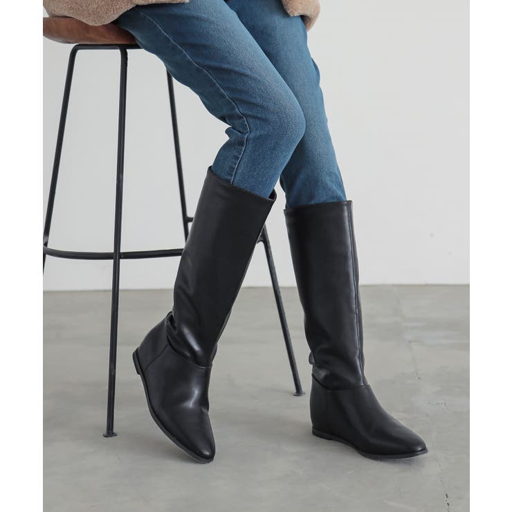 ブラック | n'OrLABELインヒールロングブーツ | osharewalker
