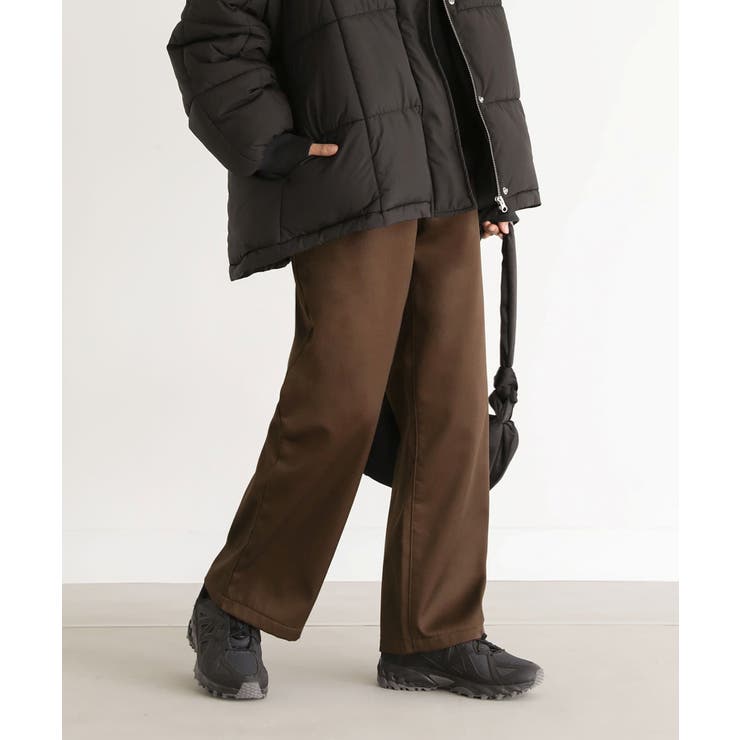 ブラウン | n'OrLABEL裏フリースセミワイドパンツ | osharewalker