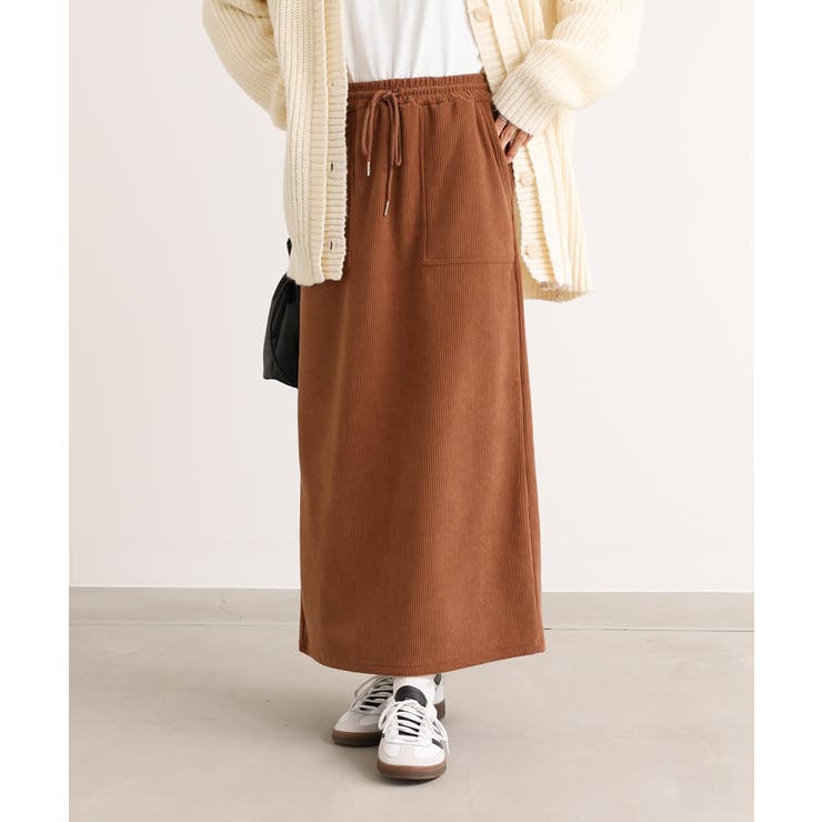 キャメル | n'OrLABEL裏ベロアコーデュロイナロースカート  | osharewalker