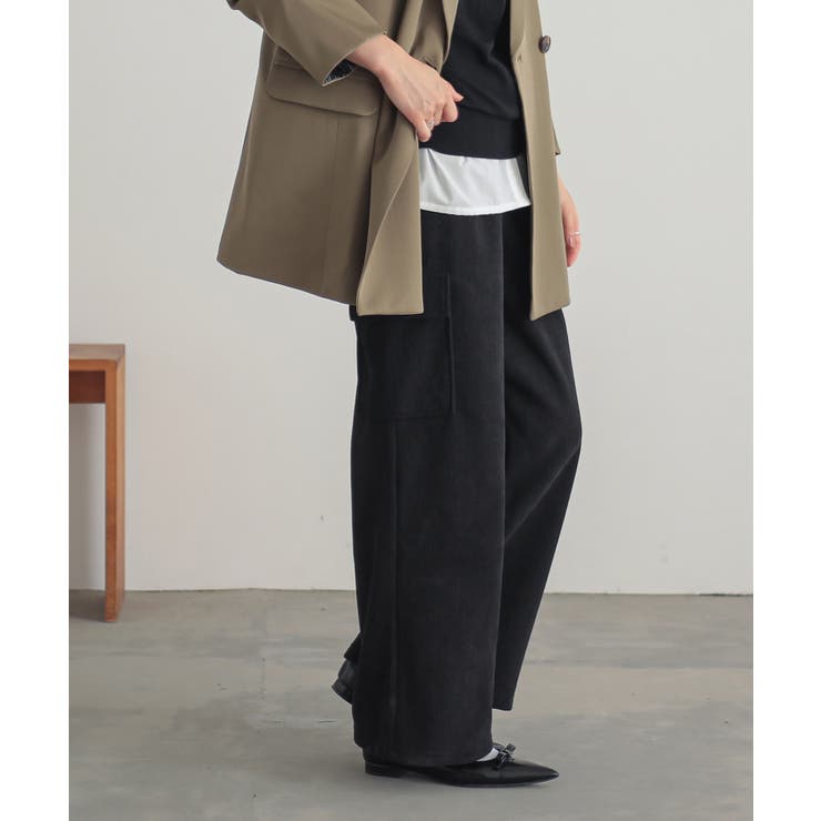 ブラック | n'OrLABEL裏ベロアコーデュロイカーゴパンツ  | osharewalker