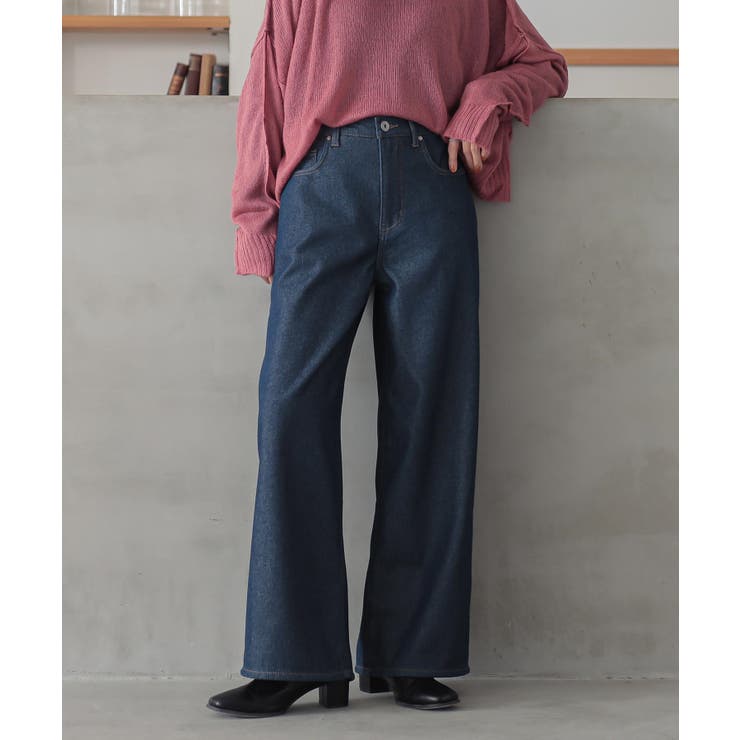 ネイビー | n'OrLABEL裏ベロアデニムバギーパンツ  | osharewalker