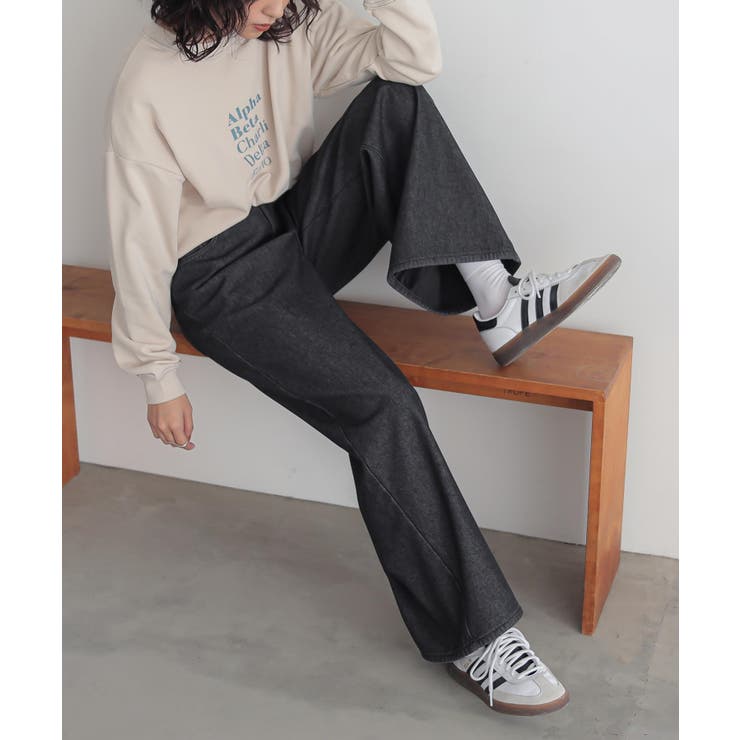 ブラック | n'OrLABEL裏ベロアデニムバギーパンツ  | osharewalker