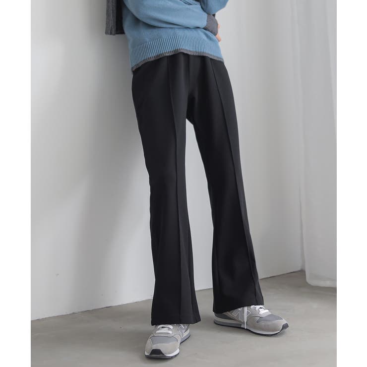 ブラック | n'OrLABEL裏起毛カットジョーゼットフレアパンツ | osharewalker