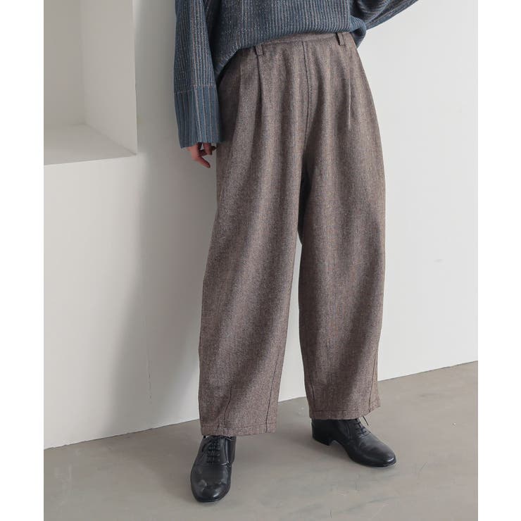 ブラウン | n'OrLABELツイードバレルタックパンツ | osharewalker