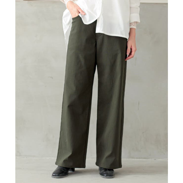 カーキ | n'OrLABEL裏起毛ストレッチゆるストレートパンツ  | osharewalker