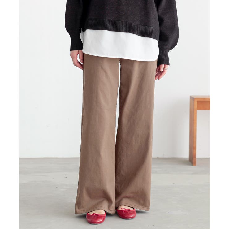 モカ | n'OrLABEL裏起毛ストレッチゆるストレートパンツ  | osharewalker