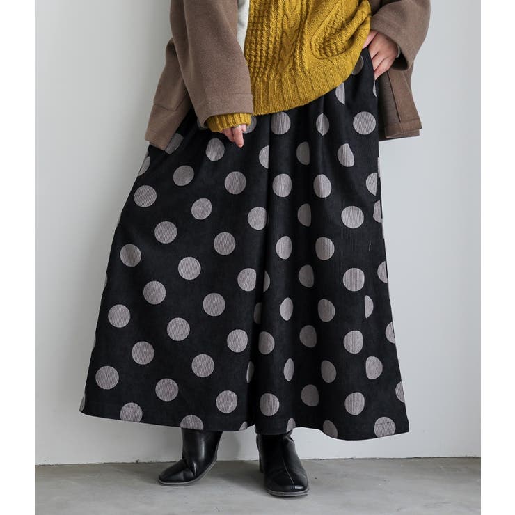 ブラック | n'OrLABELドットコーデュロイワイドパンツ  | osharewalker