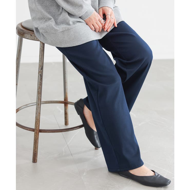 ダークネイビー | n'OrLABEL裏ベロアストレッチゆるストレートパンツ  | osharewalker
