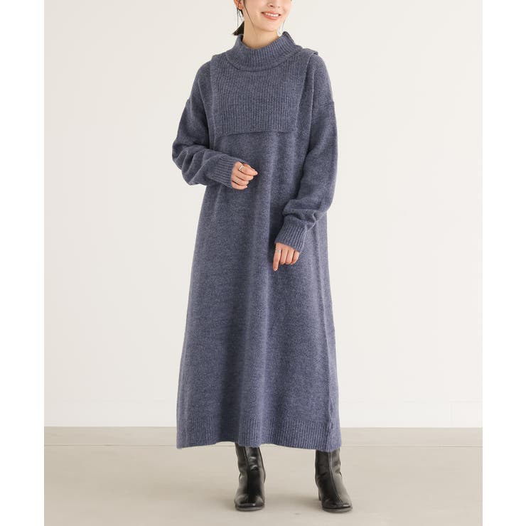 ネイビー | n'OrLABELレイヤード風ニットワンピース | osharewalker