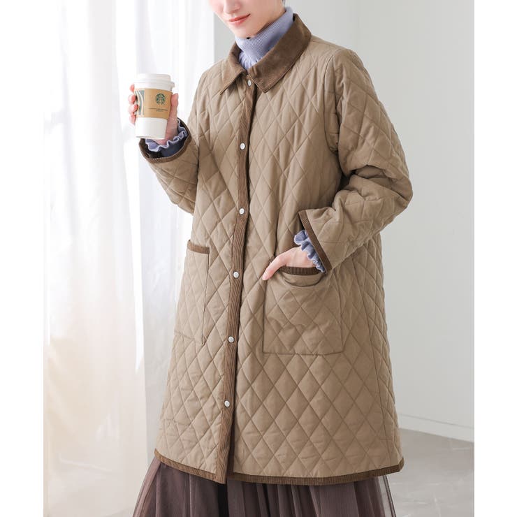 ベージュ | n'OrLABEL異素材配色キルトコート  | osharewalker