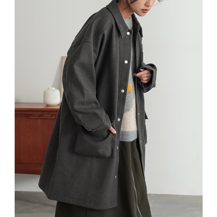 杢チャコール | n'OrLABELウールライクステンカラーコート  | osharewalker